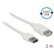 Delock Bovíto kábel EASY-USB 2.0-s A típusú csatlakozódugó > USB 2.0 A-típusú hüvely fehér 2 m (85200)