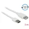 Delock Bővítő kábel EASY-USB 2.0-s A típusú csatlakozódugó > USB 2.0 A-típusú hüvely fehér 3 m (85201)