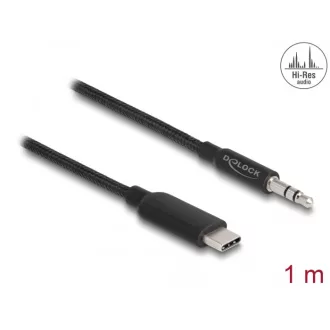   Delock Audio sztereó kábel USB Type-C dugós sztereó csatlakozóval 3,5 mm 3 tűs 1 m fekete (85208)