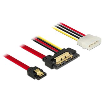   Delock SATA-kábel, 6 Gb/s, 7 tus csatlakozóhüvely + 4 tus Molex-csatlakozódugó > 22 tus SATA-csatlak (85230)