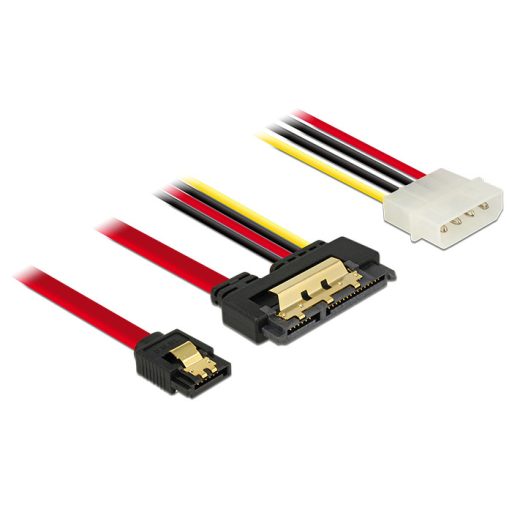 Delock SATA-kábel, 6 Gb/s, 7 tus csatlakozóhüvely + 4 tus Molex-csatlakozódugó > 22 tus SATA-csatlak (85230)