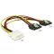 Delock Molex-tápkábel 4 tus csatlakozódugóval > 2 x 15 tus SATA-csatlakozóhüvely, fém, 20 cm (85237)