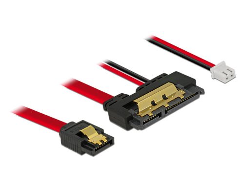 Delock SATA-kábel, 6 Gb/s, 7 tus csatlakozóhüvely + 2 tus csatlakozóhüvely > 22 tus SATA-csatlakozóh (85242)