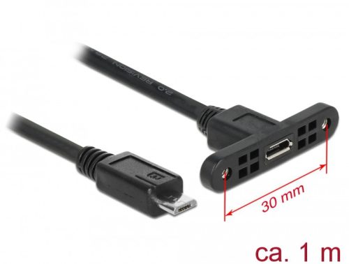 Delock Kábel, USB 2.0-s Micro-B típusú csatlakozóhüvely, panelrögzítés > USB 2.0-s Micro-B típusú cs