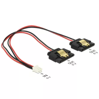   Delock Tápkábel, 2 tus csatlakozóhüvely > 2 x 15 tus SATA-aljzat (5 V), fém, 20 cm (85249)