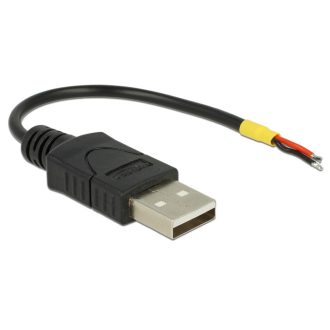   Delock Kábel USB 2.0 A-típusú csatlakozódugóval > 2 db nyitott vezetékkel, 10 cm Raspberry Pi (85250)