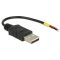 Delock Kábel USB 2.0 A-típusú csatlakozódugóval > 2 db nyitott vezetékkel, 10 cm Raspberry Pi (85250)