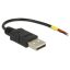 Delock Kábel USB 2.0 A-típusú csatlakozódugóval > 2 db nyitott vezetékkel, 10 cm Raspberry Pi (85250)