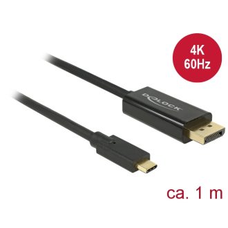   Delock Kábel USB Type-C csatlakozó > Displayport csatlakozó (DP váltakozó mód) 4K 60 Hz, 1 m, fekete (85255)