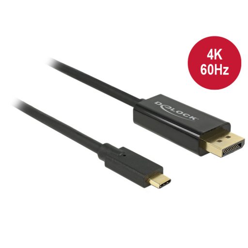 Delock Kábel USB Type-C csatlakozó > Displayport csatlakozó (DP váltakozó mód) 4K 60 Hz, 2 m (85256)