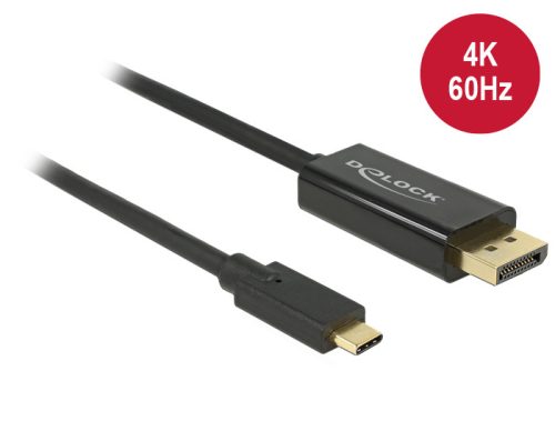 Delock Kábel USB Type-C csatlakozódugó > Displayport csatlakozódugó (DP vált.) 4K 60 Hz,3 m,fekete (85257)