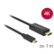 Delock Kábel USB Type-C csatlakozó> HDMI csatlakozó (DP váltakozó mód) 4K 30 Hz, 1 m, fekete (85258)
