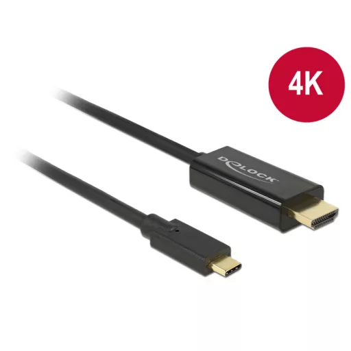 Delock Kábel USB Type-C csatlakozó > HDMI csatlakozó (DP váltakozó mód) 4K 30 Hz, 2m fekete (85259)