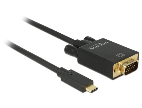 Delock Kábel USB Type-C csatlakozó > VGA csatlakozó (DP váltakozó mód) Full HD 1080p,1 m, fekete (85261)