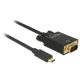 Delock Kábel USB Type-C csatlakozó > VGA csatlakozó (DP váltakozó mód) Full HD 1080p,1 m, fekete (85261)