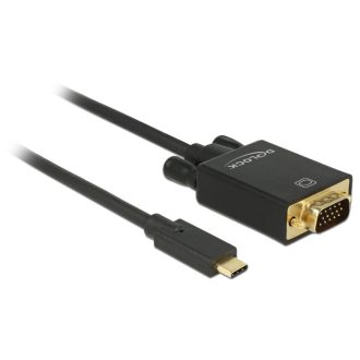   Delock Kábel USB Type-C csatlakozódugó > VGA csatlakozódugó (DP váltakozó) Full HD 1080p,2 m,fekete (85262)