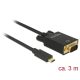 Delock Kábel USB Type-C  csatlakozódugóval > VGA csatlakozódugóval (DP váltakozó mód) Full HD 1080p,