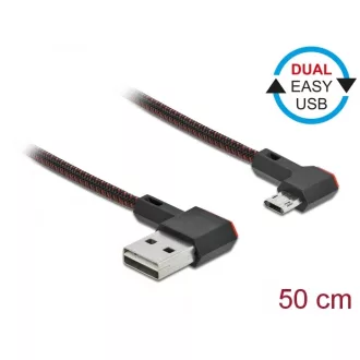   Delock EASY-USB 2.0 kábel A-típusú csatlakozódugó - EASY-USB Micro-B típusú csatlakozódugó, ívelt ba (85270)