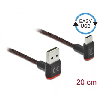   Delock EASY-USB 2.0 kábel A-típusú csatlakozódugó - USB Type-C  csatlakozódugó, ívelt felfelé / lefe (85274)