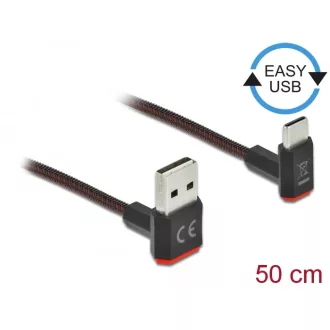   Delock EASY-USB 2.0 kábel A-típusú csatlakozódugó - USB Type-C  csatlakozódugó, ívelt felfelé / lefe (85275)