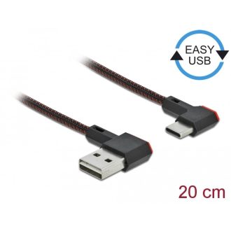   Delock EASY-USB 2.0 kábel A-típusú csatlakozódugó - USB Type-C  csatlakozódugó, ívelt bal / jobb, 0, (85279)