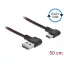 Delock EASY-USB 2.0 kábel A-típusú csatlakozódugó - USB Type-C  csatlakozódugó, ívelt bal / jobb, 0, (85280)