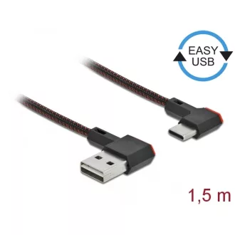   Delock EASY-USB 2.0 kábel A-típusú csatlakozódugó - USB Type-C  csatlakozódugó, ívelt bal / jobb, 1, (85282)