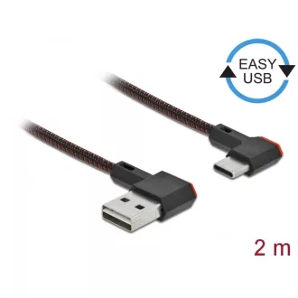   Delock EASY-USB 2.0 kábel A-típusú csatlakozódugó - USB Type-C  csatlakozódugó, ívelt bal / jobb, 2 (85283)