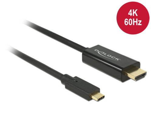 Delock Kábel USB Type-C csatlakozódugó > HDMI csatlakozódugó (DP váltakozó) 4K 60 Hz,3 m,fekete