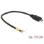 Delock USB 2.0-s kábel Micro-B-csatlakozódugóval > 2 db nyitott vezetékkel, 15 cm Raspberry Pi (85306)