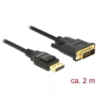   Delock Kábel Displayport 1.2 dugó > DVI 24+1 dugó passzív 2 m fekete (85313)