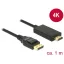 Delock Kábel Displayport 1.2 dugó > High Speed HDMI-A dugó passzív 4K 1 m fekete (85316)