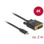 Delock Kábel USB Type-C csatlakozó > DVI 24+1 csatlakozó (DP váltakozó mód) 4K 30 Hz, 2 m, fekete (85321)