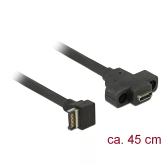   Delock Kábel USB 3.1 Gen 2 kulcs A 20 tűs apa csatlakozó > USB 3.1 Gen 2 USB Type-C  anya rögzíthető (85326)