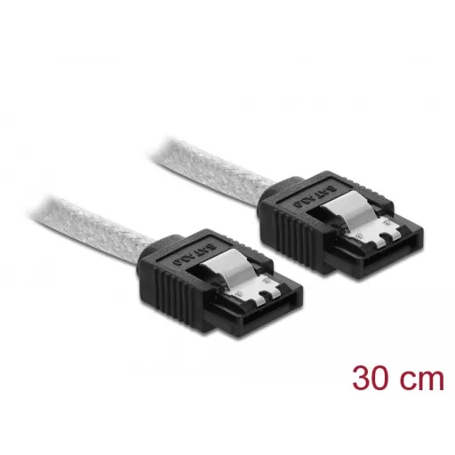 Delock SATA 6 Gb/s kábel 30 cm áttetsző (85341)