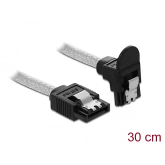   Delock SATA 6 Gb/s kábel egyenes - lefelé 90fok 30 cm áttetsző (85345)