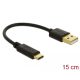 Delock Töltő kábel USB A-típusú - USB Type-C  csatlakozó végekkel 15 cm (85354)