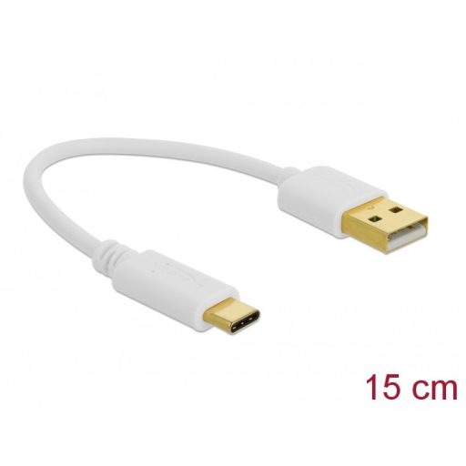 Delock Töltokábel USB A - USB Type-C  csatlakozó végekkel 15 cm (85355)