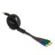 Delock USB 3 az 1-ben visszahúzható töltőkábel Micro USB-hez / 2 x USB Type-C  gyorstöltéssel, fekete (85359)