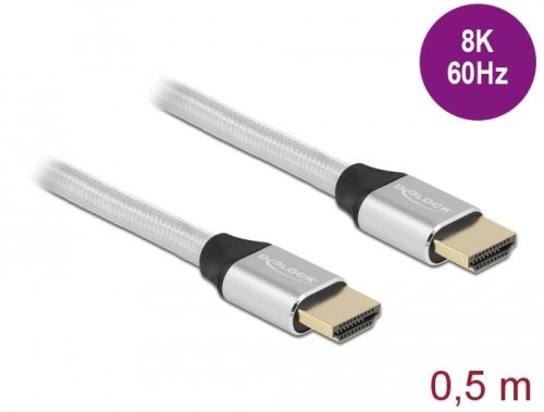 Delock Ultra nagy sebességű HDMI kábel 48 Gbps 8K 60 Hz ezüst 0,5 m tanúsítvánnyal