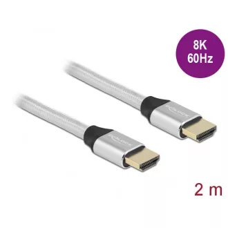   Delock Ultra nagy sebességű HDMI kábel 48 Gbps 8K 60 Hz ezüst 2 m tanúsítvánnyal (85367)