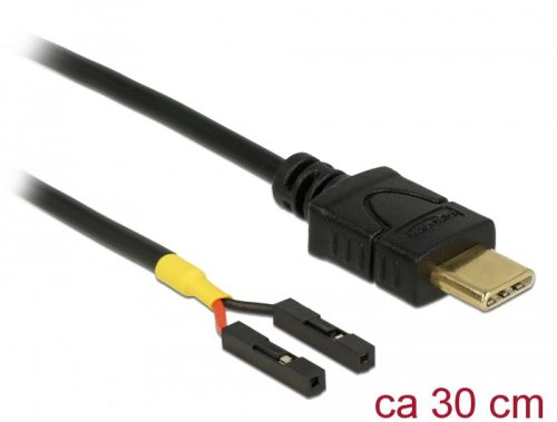 Delock Kábel USB Type-C  apa > 2 x tüskesori csatlakozó, anya, különálló teljesítmény, 30 cm