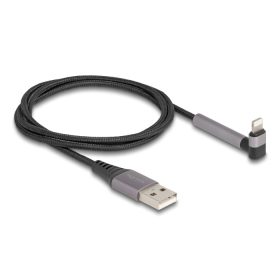   Delock Adat és töltő kábel A-típusú USB - Lightning  iPhone , iPad , iPod  eszközökhöz hajlított álló funkcióval, fekete és 1,5 m hosszú, Mfi (85404)