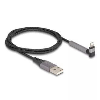   Delock Adat és töltő kábel A-típusú USB - Lightning  iPhone , iPad , iPod  eszközökhöz hajlított álló funkcióval, fekete és 1,5 m hosszú, Mfi (85404)