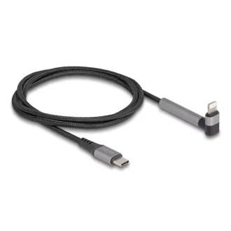   Delock Adat és töltő kábel USB Type-C  - Lightning  iPhone , iPad , iPod  eszközökhöz hajlított álló funkcióval, fekete és 1,5 m hosszú, Mfi (85405)