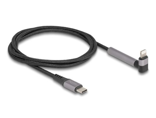 Delock Adat és töltő kábel USB Type-C  - Lightning  iPhone , iPad , iPod  eszközökhöz hajlított álló funkcióval, fekete és 1,5 m hosszú, Mfi