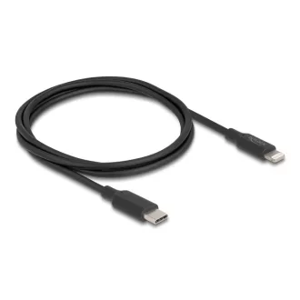   Delock Vékony, adat és töltő kábel USB Type-C  - Lightning  iPhone , iPad , iPod  eszközökhöz, fekete 1 m Mfi (85410)