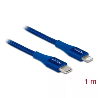   Delock Adat- és töltőkábel USB Type-C - Lightning iPhone, iPad és iPod készülékhez kék 1 m MFi (85416)