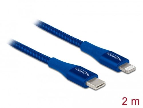 Delock Adat- és töltőkábel USB Type-C  - Lightning  iPhone , iPad  és iPod  készülékhez kék 2 m MFi (85417)