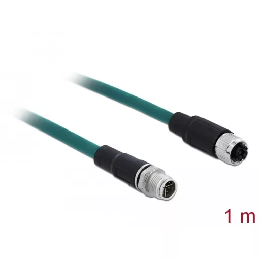 Delock Hálózati kábel M12 8 tűs X-kódú apa - anya TPU 1 m hosszú (85421)